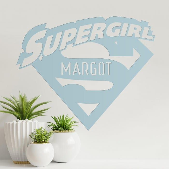 'Supergirl' Personalised Wall Art on a Cream Wall