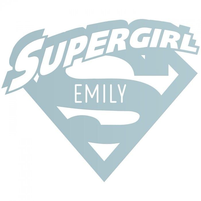 'Supergirl' Personalised Wall Art in a Light Blue Finish