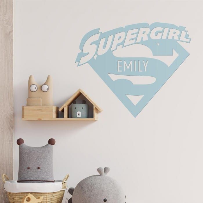 'Supergirl' Personalised Wall Art in Situ in the Child's Bedroom