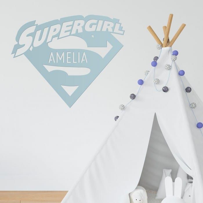 'Supergirl' Personalised Wall Art in a Children's Playroom