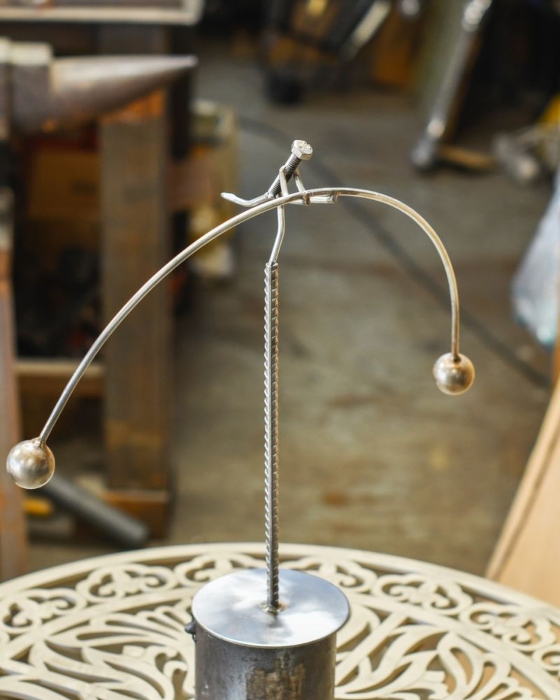 'The Balancing Act' Scrap Metal Art Sculpture Above