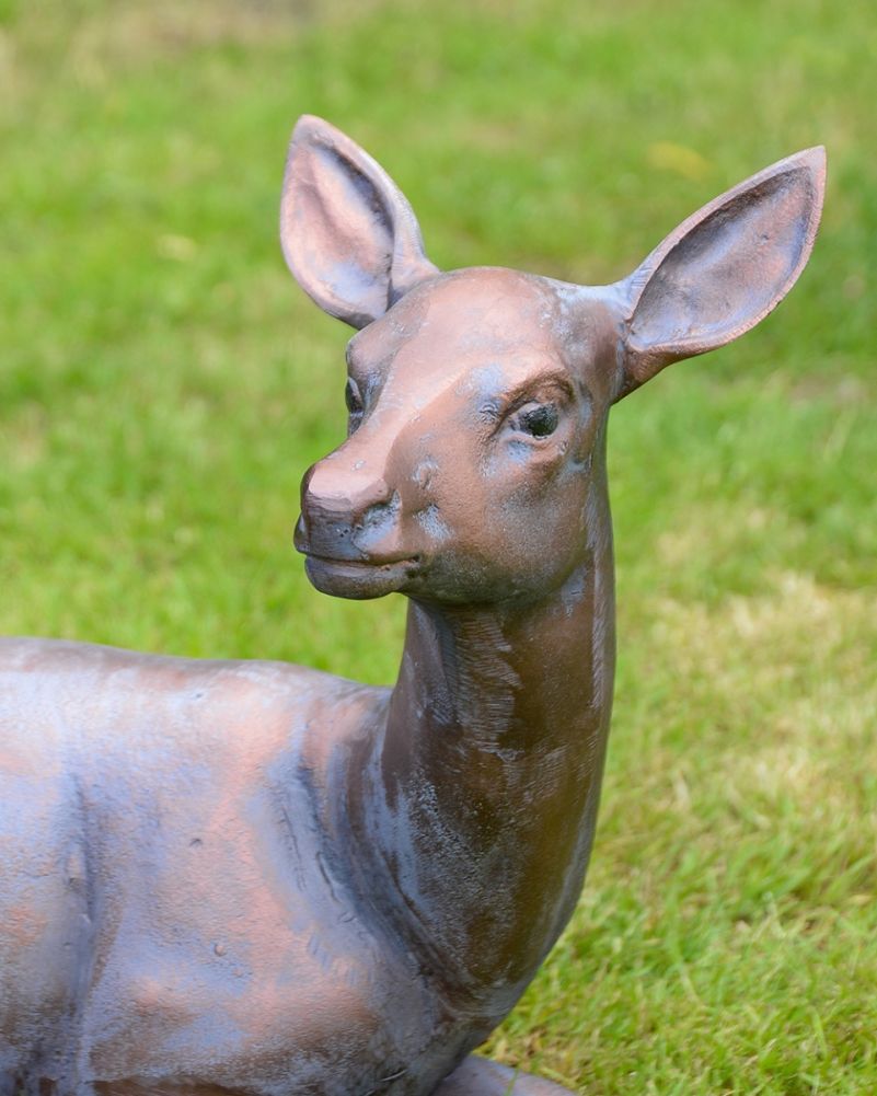 The Bronze Laying Doe Garden Sculpture Face