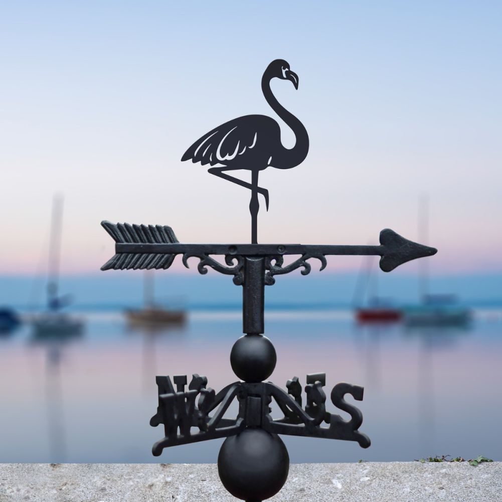 Black Iron Robust Garden Flamingo Weathervane