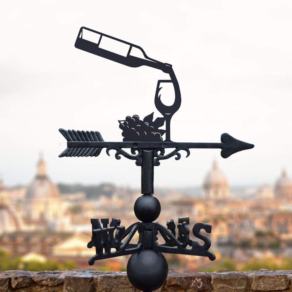 Iron Weathervane with poring wine bottle into glass