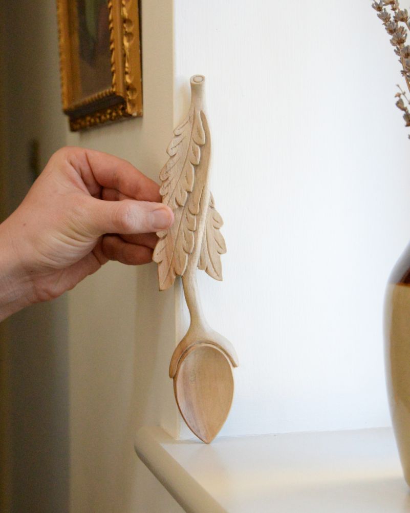 Scale Of The 'Roots Of Love' Ornate Teak Wood Love Spoon