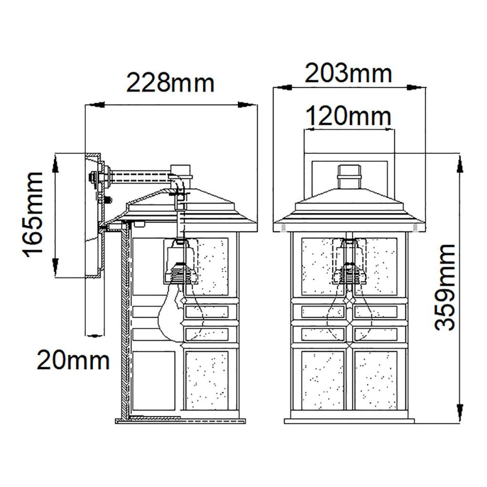 The 'Kimpton' White Nautical Garden Wall Light Dimensions