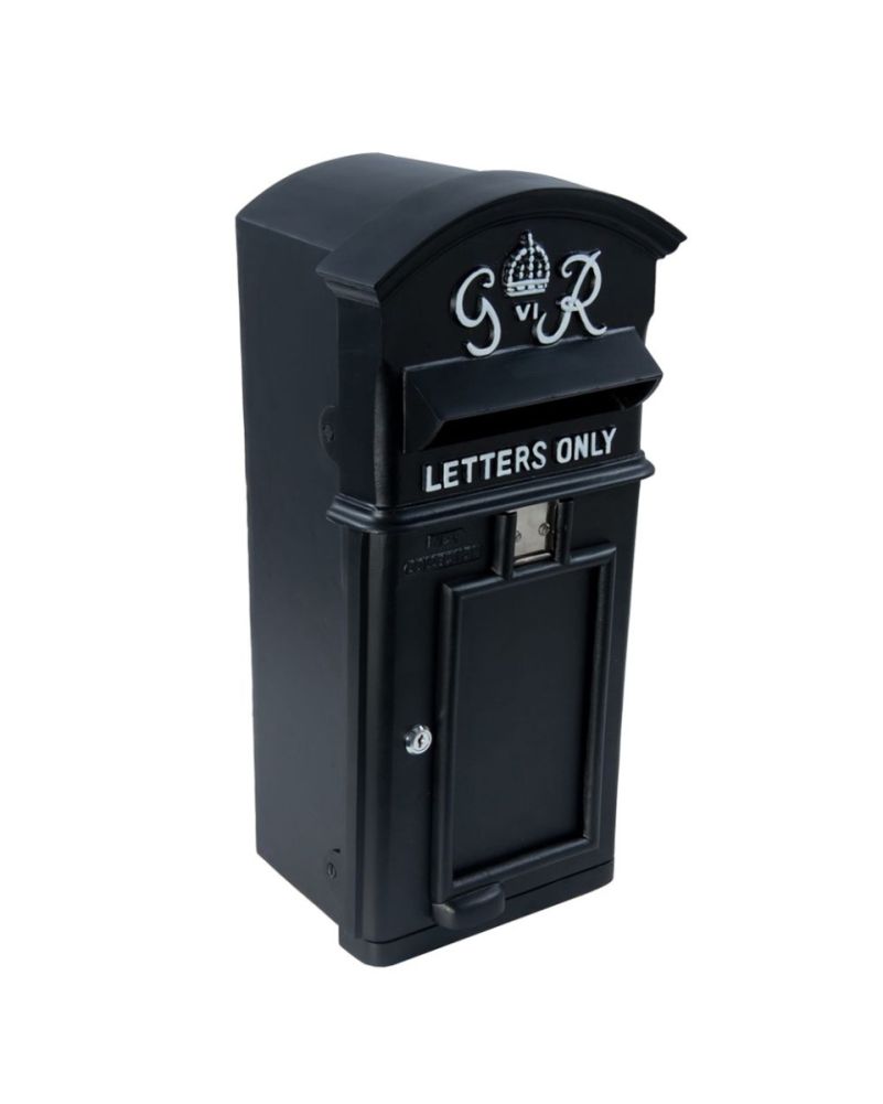 The King George Post Box Curved Top Slim In Black