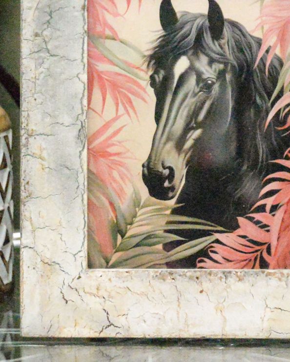 Close Up Of The Majestic Stallion Recycled Wooden Framed Artwork