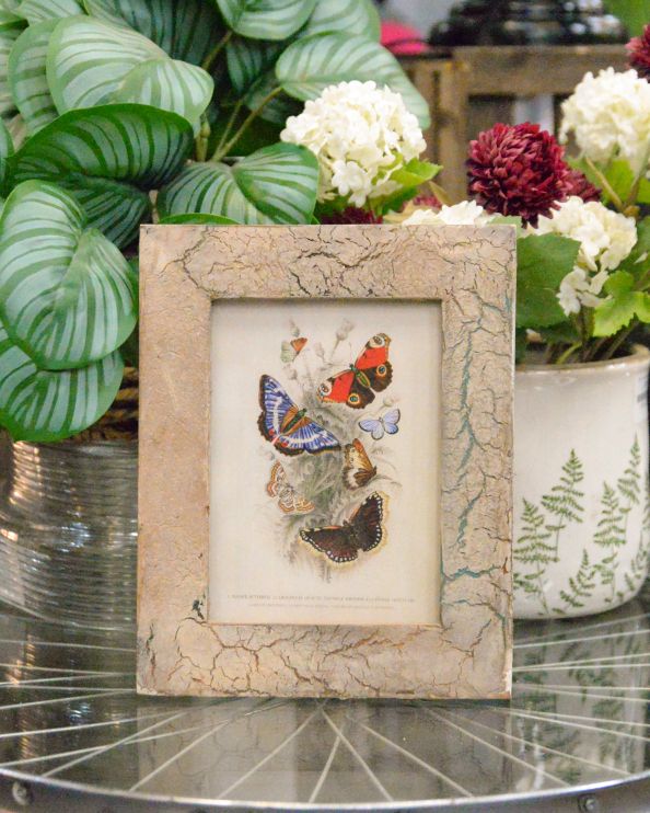 'The Meadow Butterflies' Recycled Wooden Framed Floral Artwork