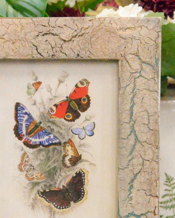 'The Meadow Butterflies' Recycled Wooden Framed Floral Artwork Close Up