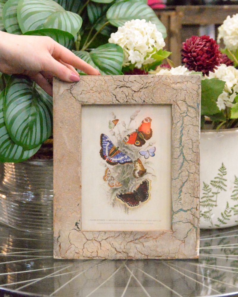 'The Meadow Butterflies' Recycled Wooden Framed Floral Artwork To Scale
