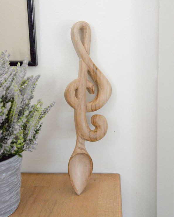 The 'Music Note' Ornate Teak Wood Love Spoon