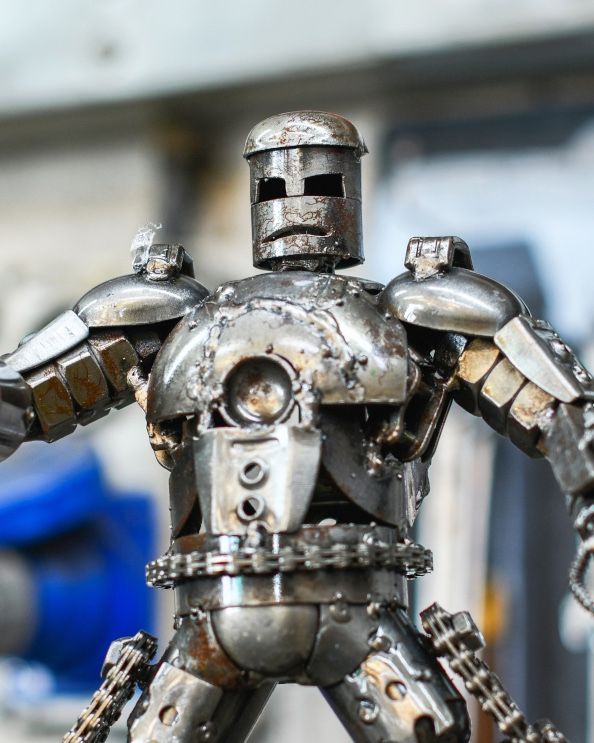 Close Up The Original Super Suit Scrap Metal Art Sculpture