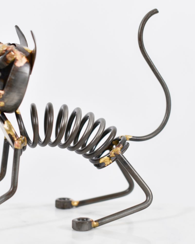 Close Up Of The Pouncing Cat Scrap Metal Art