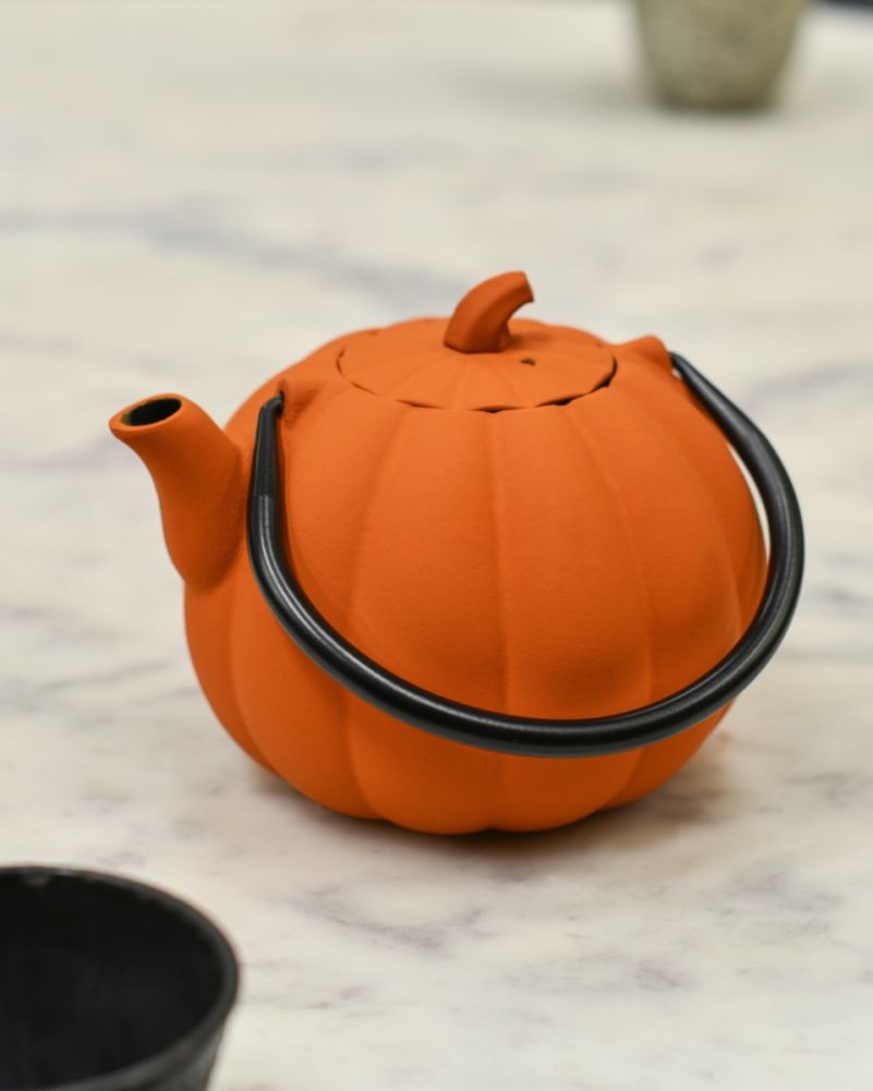 handle Down On 'The Pumpkin' Cast iron Japanese Teapot