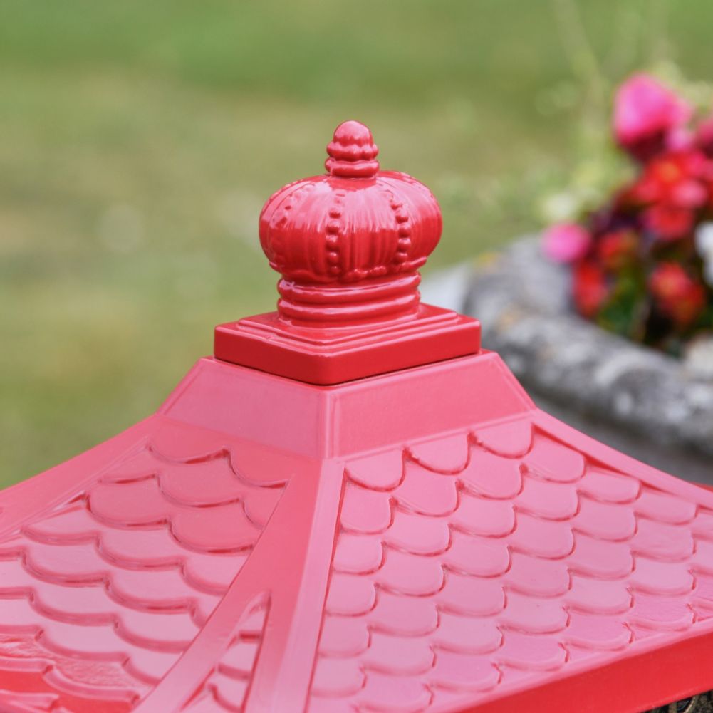 The Westminster Post Box In Royal Red Finial Detail