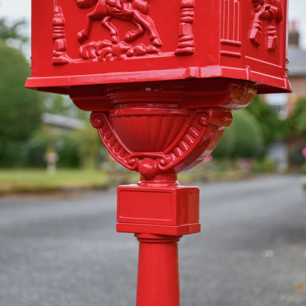 The Westminster Post Box In Royal Red Close Detail