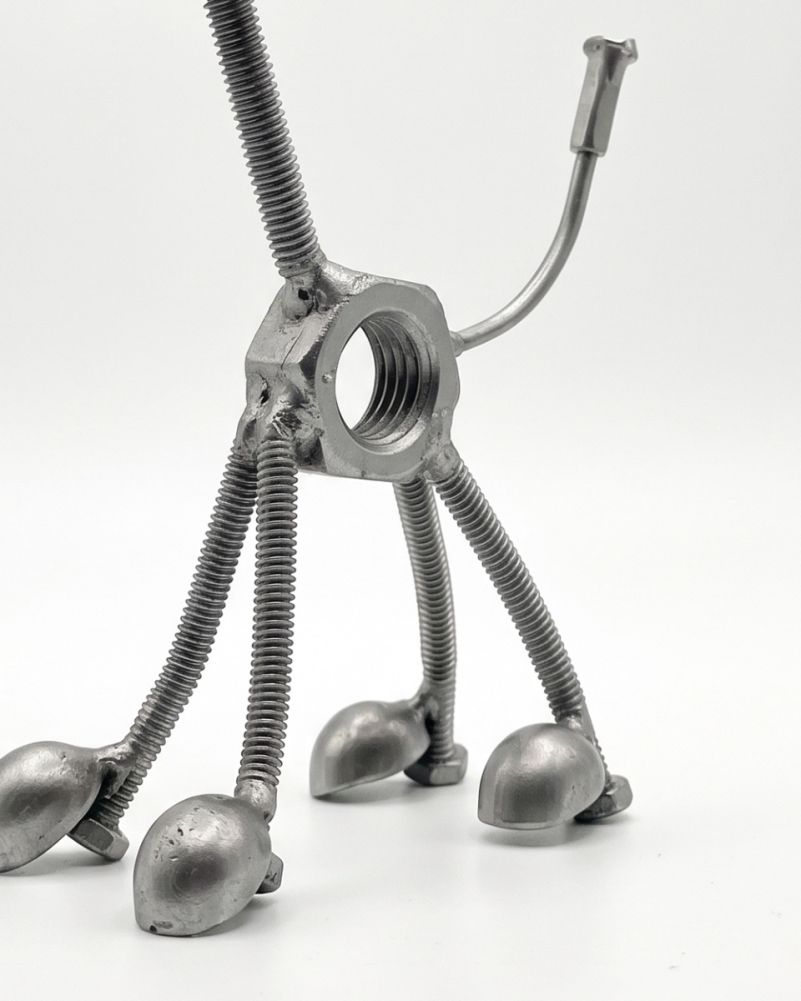 Threaded Terrier The Dog Polished Scrap Metal Art Sculpture Digital Illustration Details