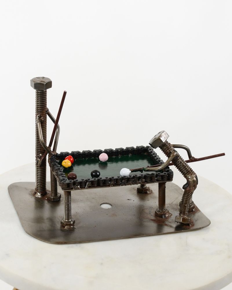 'Threaded Trick Shot' Scrap Metal Art Sculpture