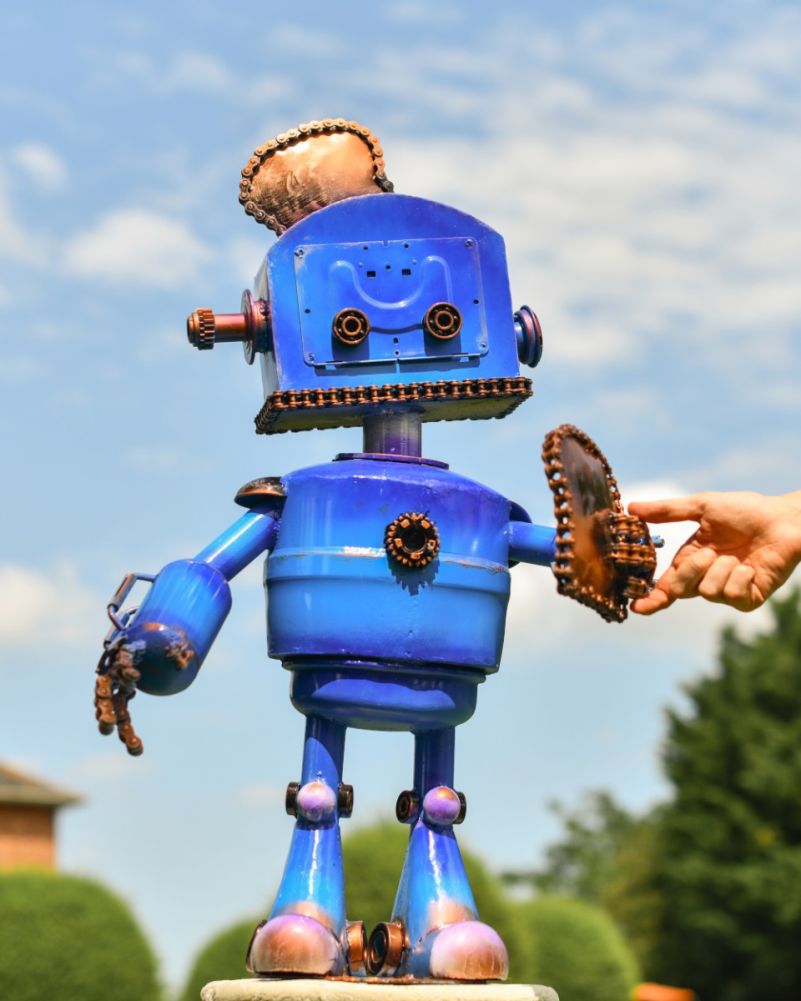 Toaster The Robot Garden Sculpture Recycled Metal Parts Scale