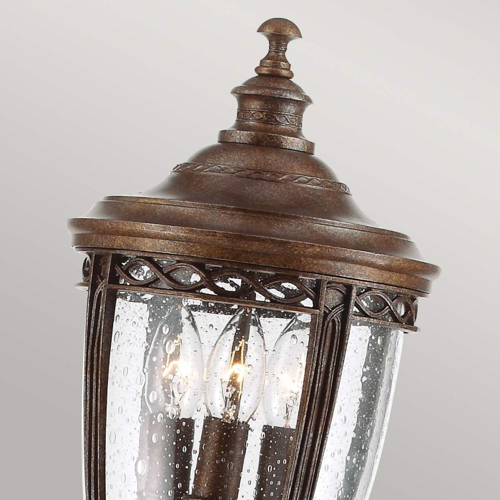 Close up of Bronze Aluminium Seeded Pillar Lantern
