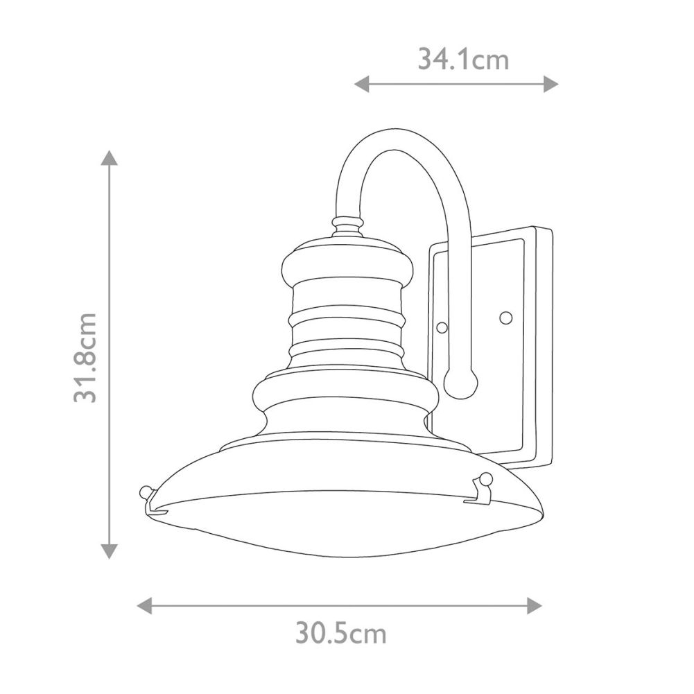 Top Fix Station Light Distressed Brass-32cm Dimensions