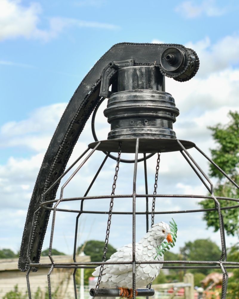 Top Of the Recycled Metal Peace Over War Public Place Sculpture