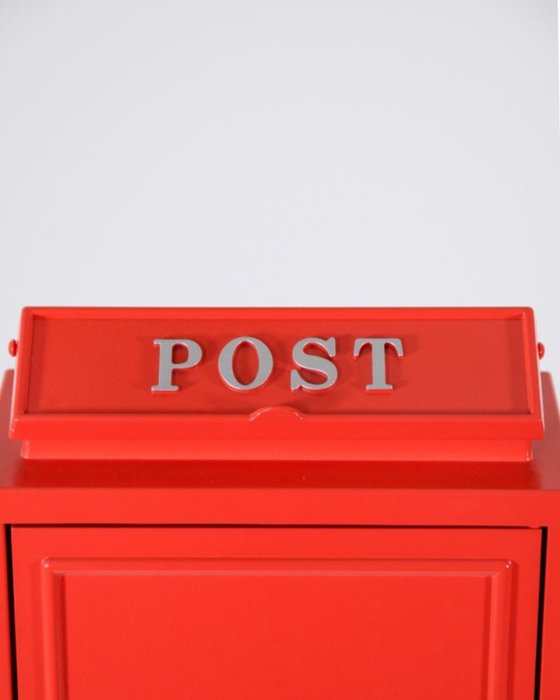 Traditional Red Wall Mounted Post Box With Silver Lettering Detail