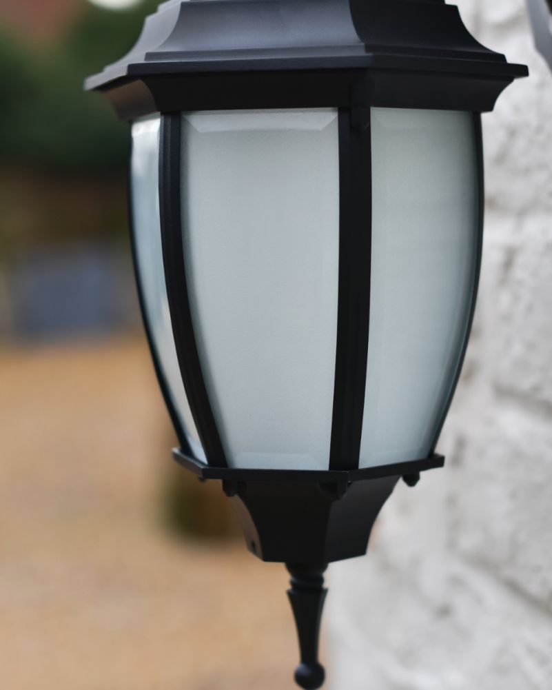 Traditional Black Frost Aluminium Victorian Top Fix Wall Lantern