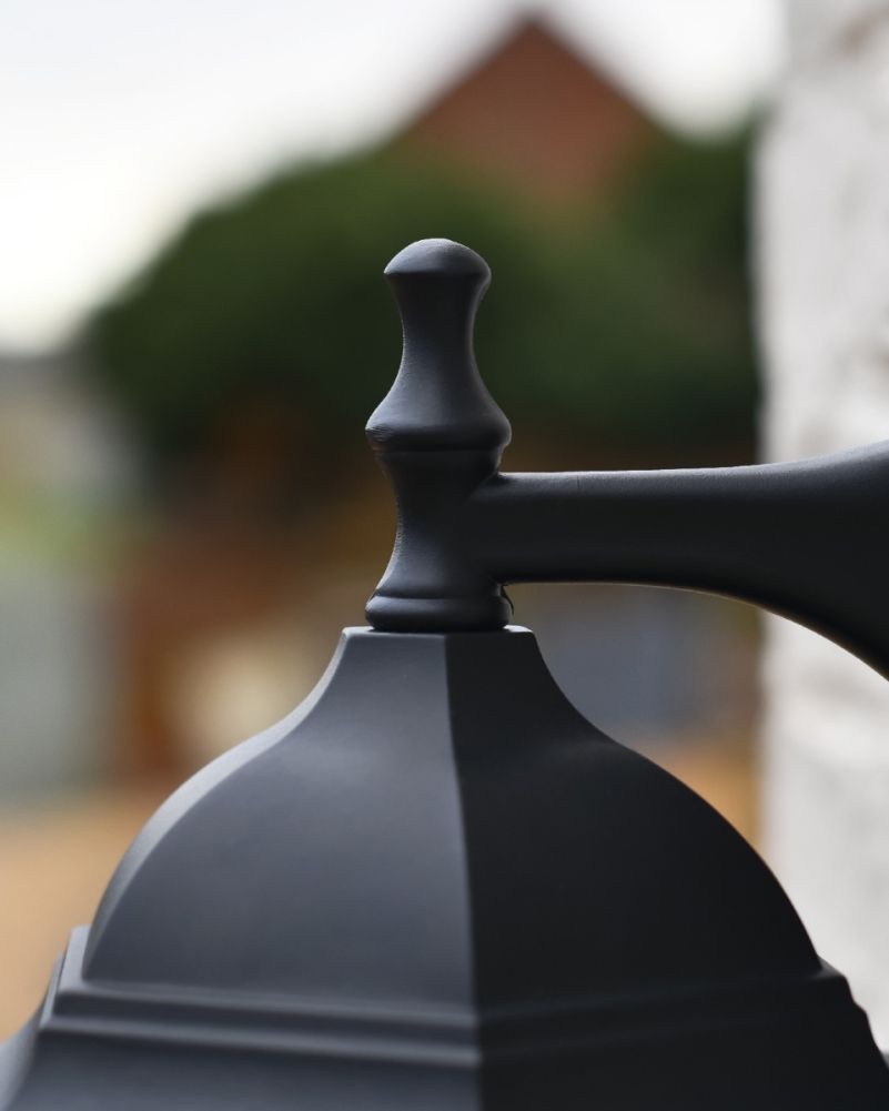 Traditional Black Frost Aluminium Victorian Top Fix Wall Lantern - 36cm