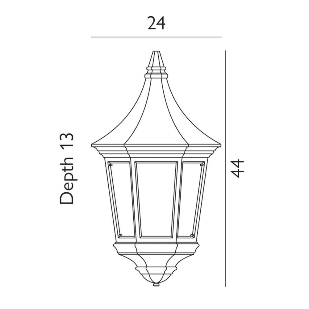 Traditional Black Valencia Half-Lantern Dimensions