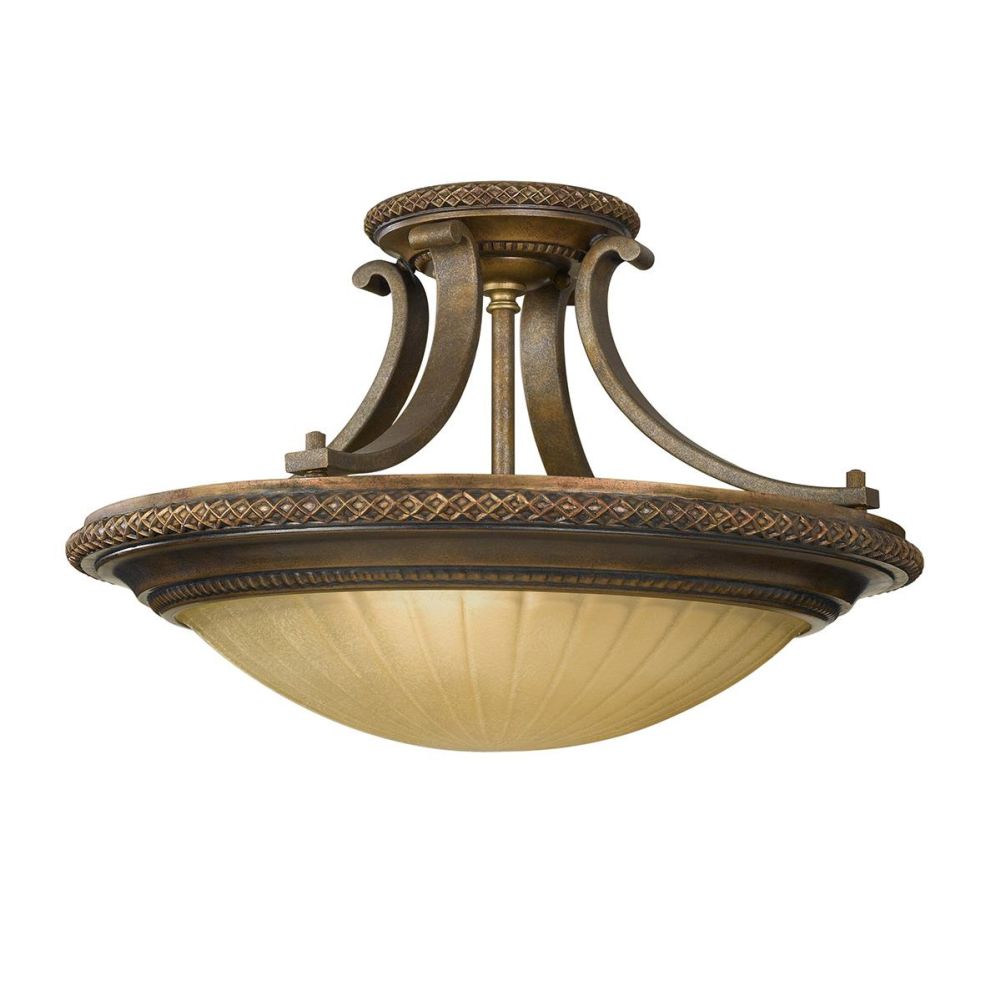 Traditional 'Kelham Hall' Two Light Semi-Flush Ceiling Light