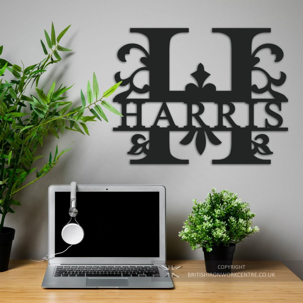 Bespoke Monogram Wall Art and House Sign - Letter H above a desk