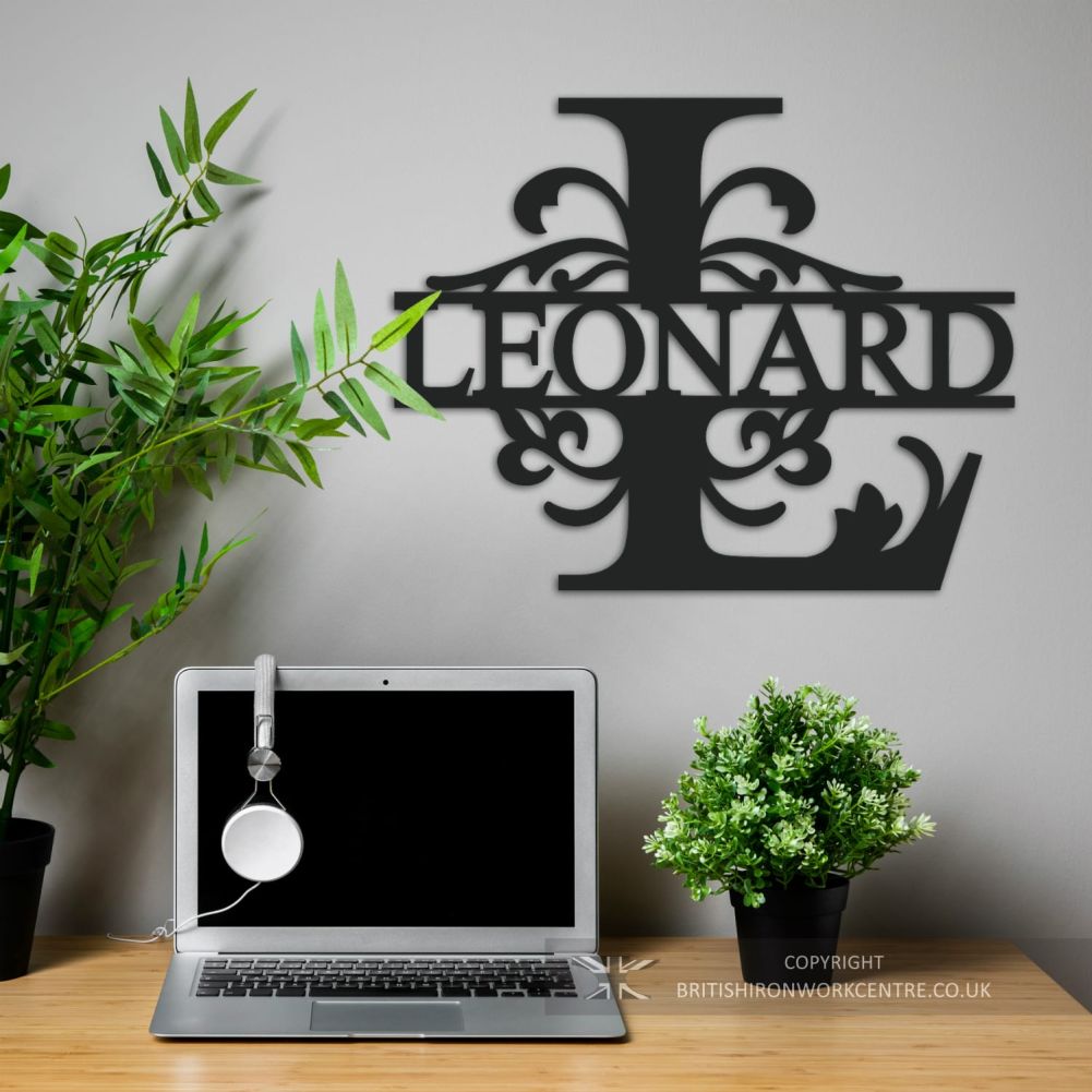 Bespoke Monogram Wall Art and House Sign - Letter L above a desk