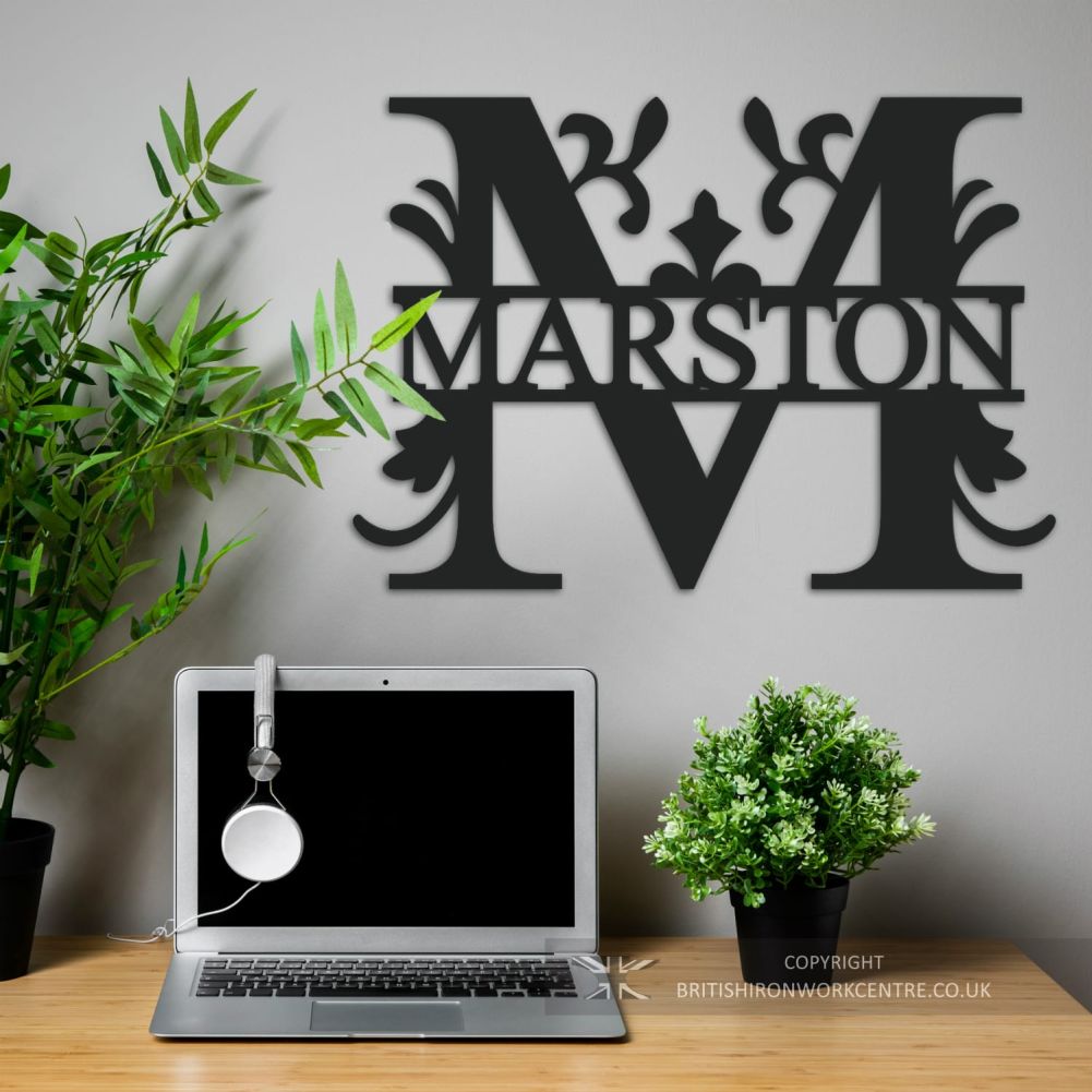 Bespoke Monogram Wall Art and House Sign - Letter M above a desk