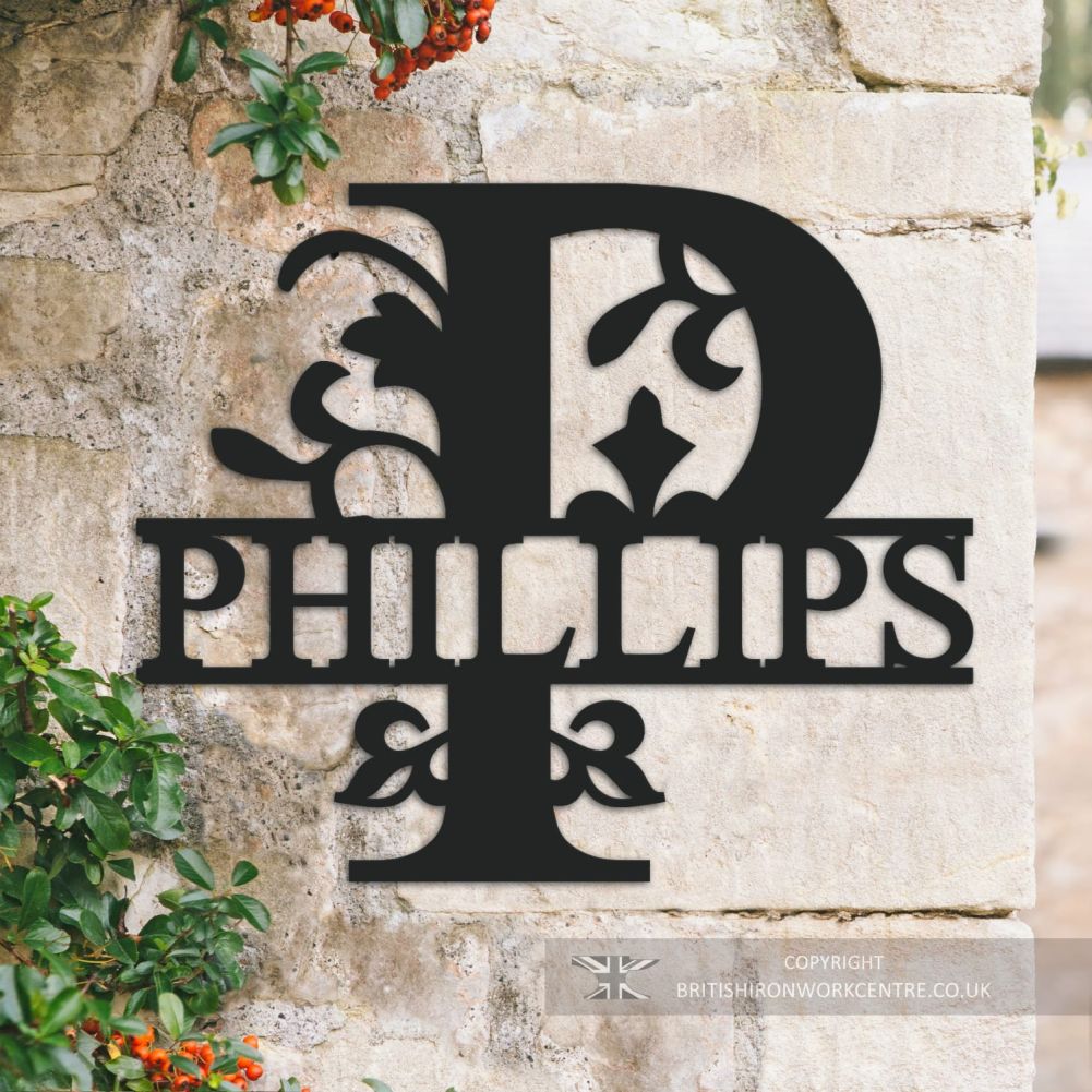 Bespoke Monogram Wall Art and House Sign - Letter P on an outside wall
