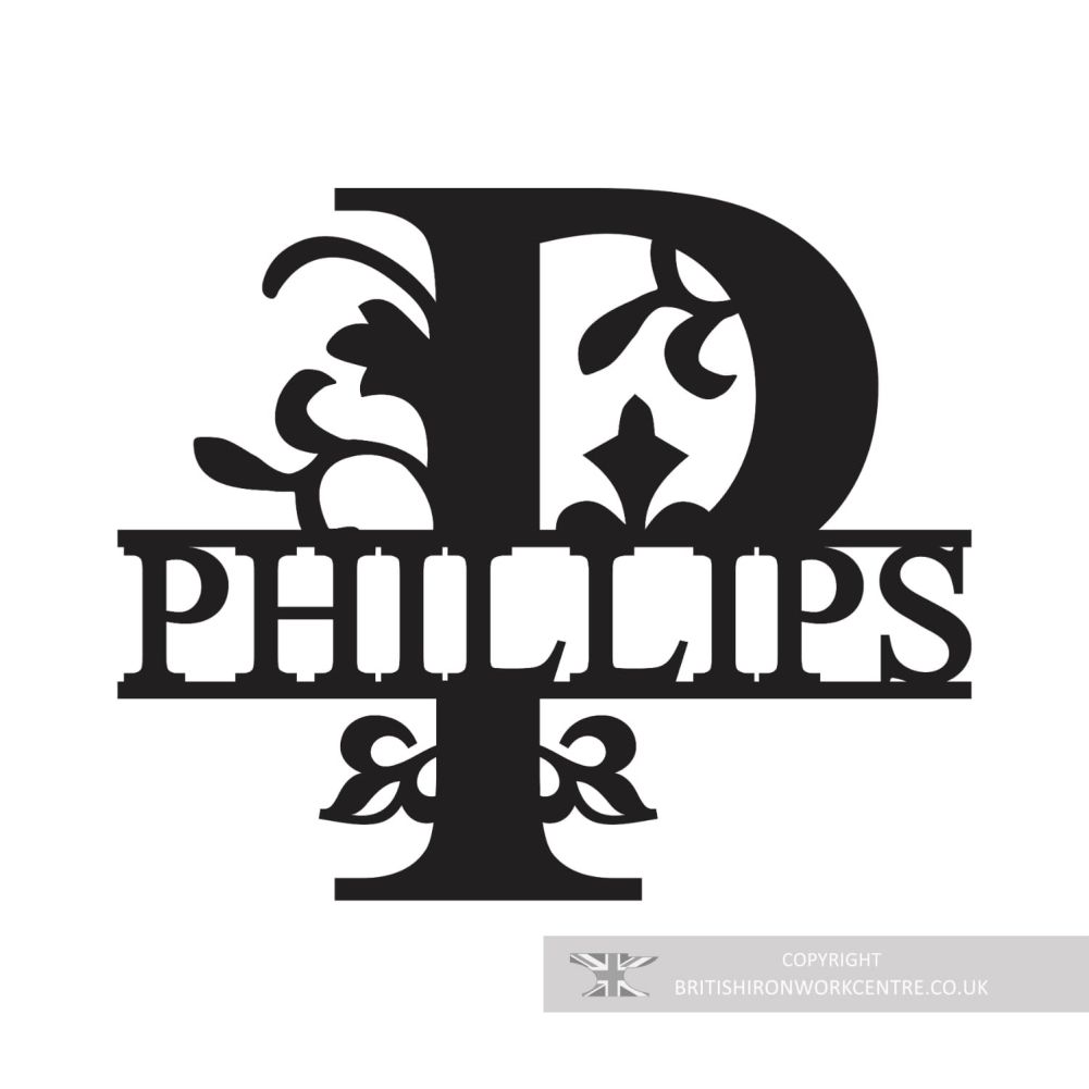 Bespoke Monogram Wall Art and House Sign - Letter P on a white background 