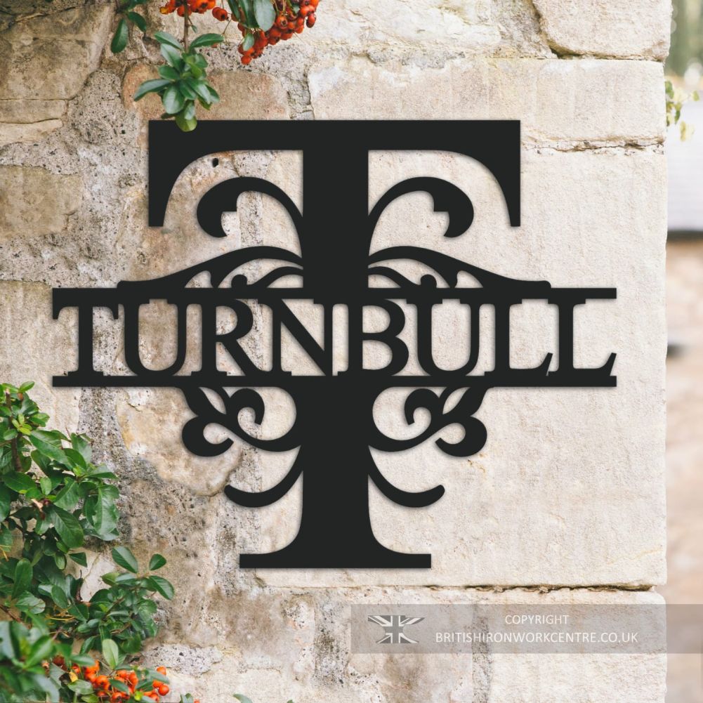 Bespoke Monogram Wall Art and House Sign - Letter T on an outside wall 