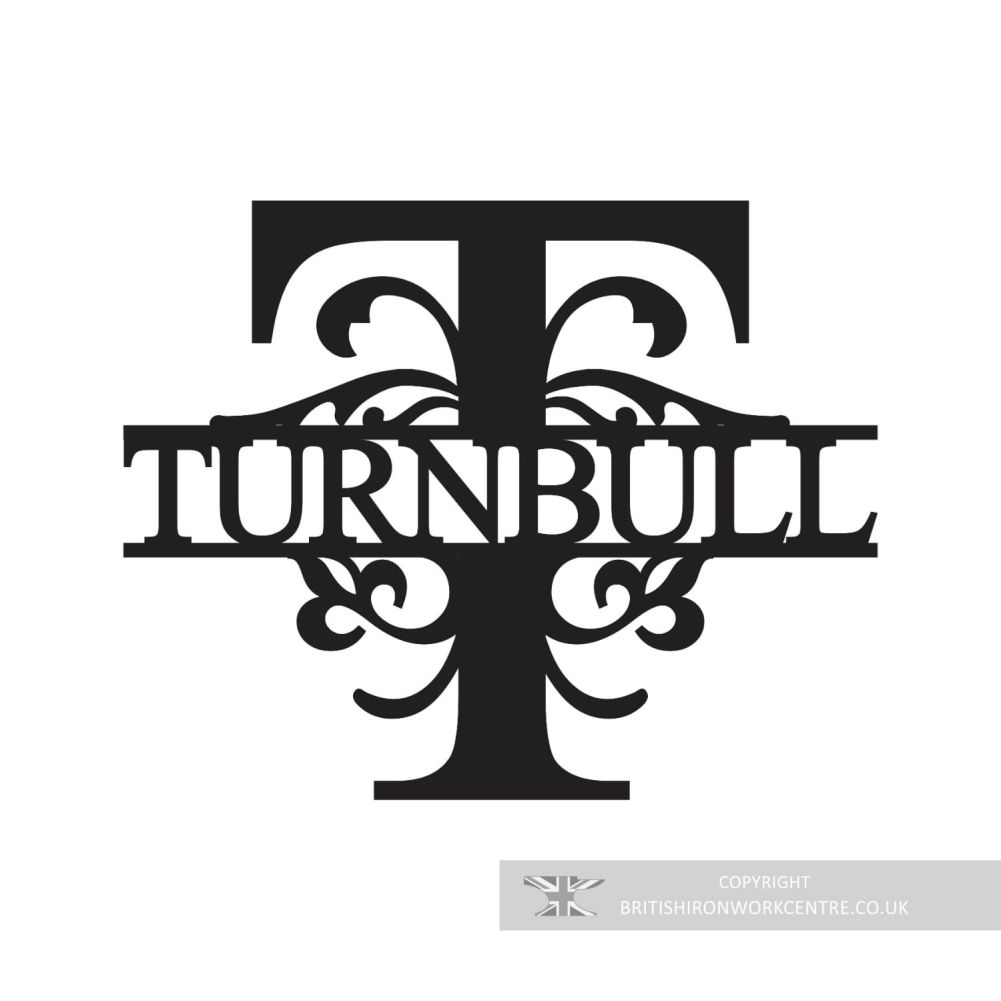 Bespoke Monogram Wall Art and House Sign - Letter T on a white background 