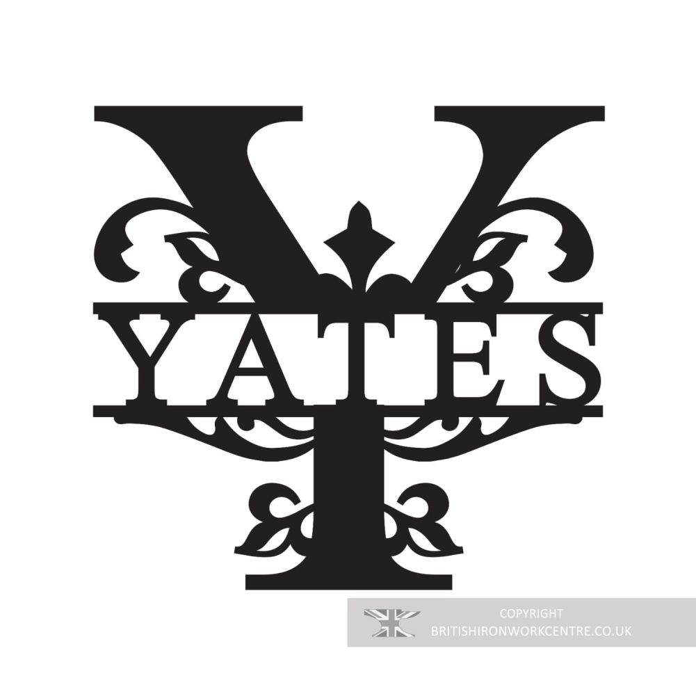 Bespoke Monogram Wall Art and House Sign - Letter Y on a white background