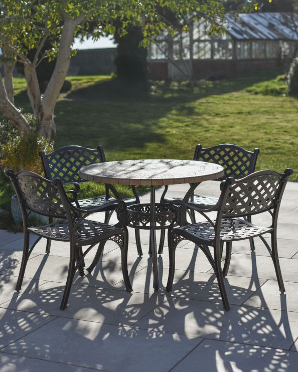 Traditional Mosaic & Copper Ornate Four Chair Garden Bistro Set