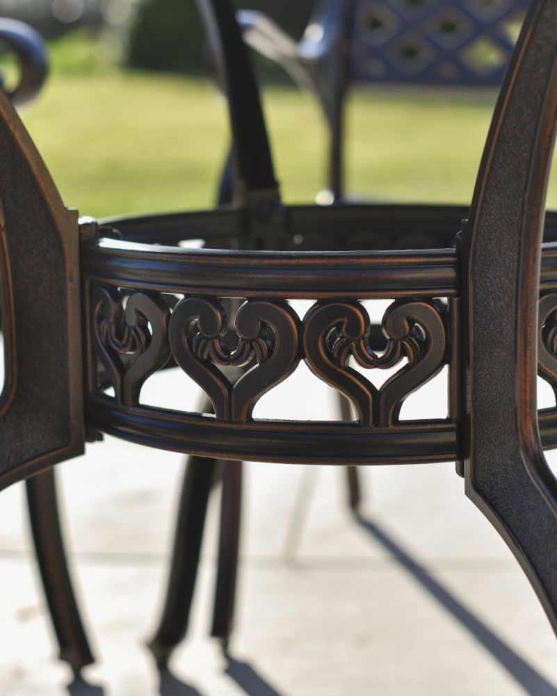 Traditional Mosaic & Copper Ornate Four Chair Garden Bistro Set Close Up