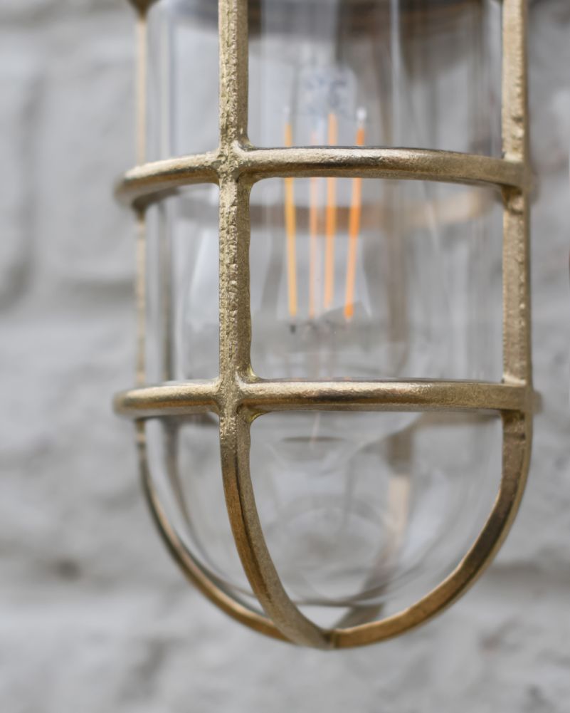 Close Up To The Cage On The Brass Wall Light