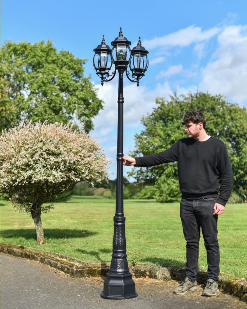 Traditional Ornate Aluminium Tripple Head Lantern Scale