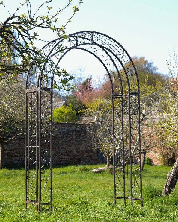 Ornate Natural Rose Arch With Scroll Details
