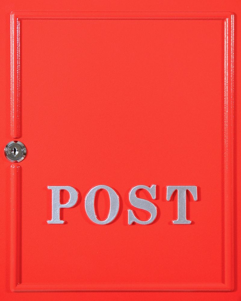Motif On The Traditional Red Wall Mounted Post Box With Silver Lettering