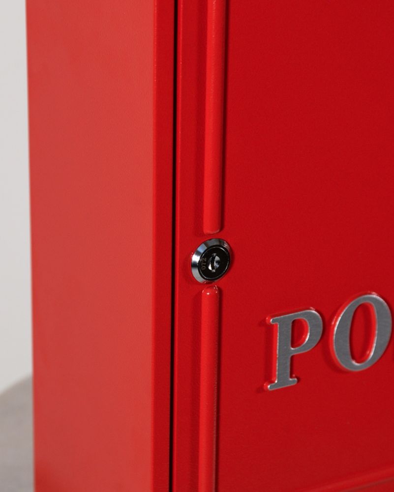 Lock From The Traditional Red Wall Mounted Post Box With Silver Lettering