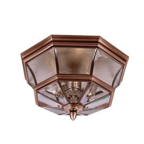 Traditional Solid Brass Victorian Aged Copper Flush Ceiling Light