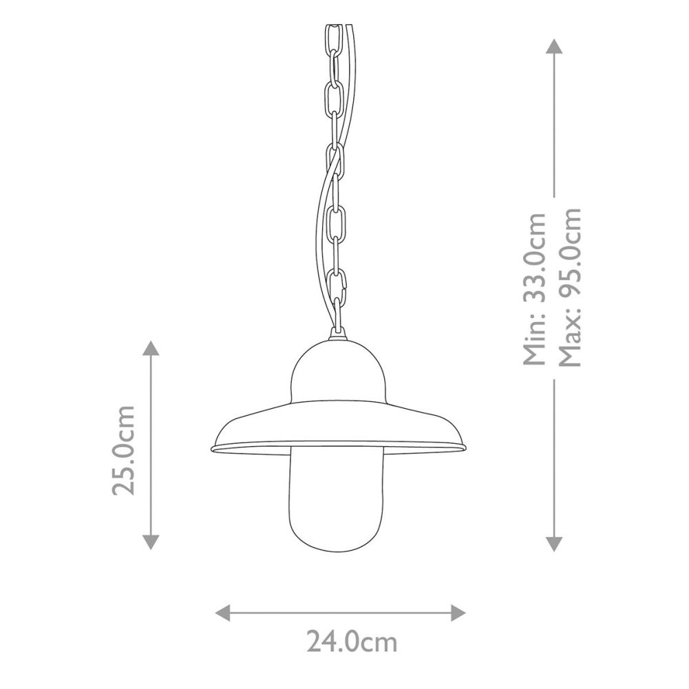 Traditional Verdigris 'Blodwell' Chain Lantern Dimensions