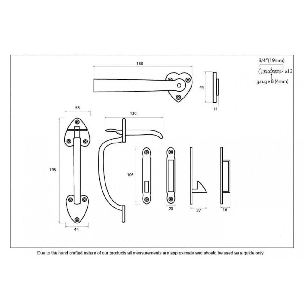 Dimensions Of Cast Iron Thumb Latch & Chain